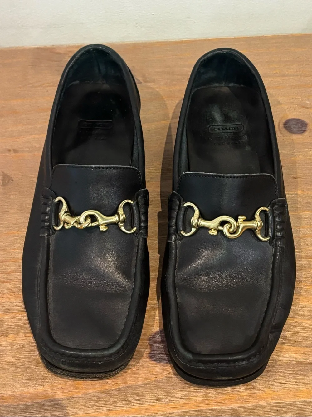 Vintage Coach Patterson black leather horsebit driving loafers M7.5 W9